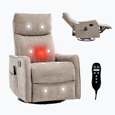 Swivel Heat Massage Manual Recliner Chair with Rocker Fabric for Living Room