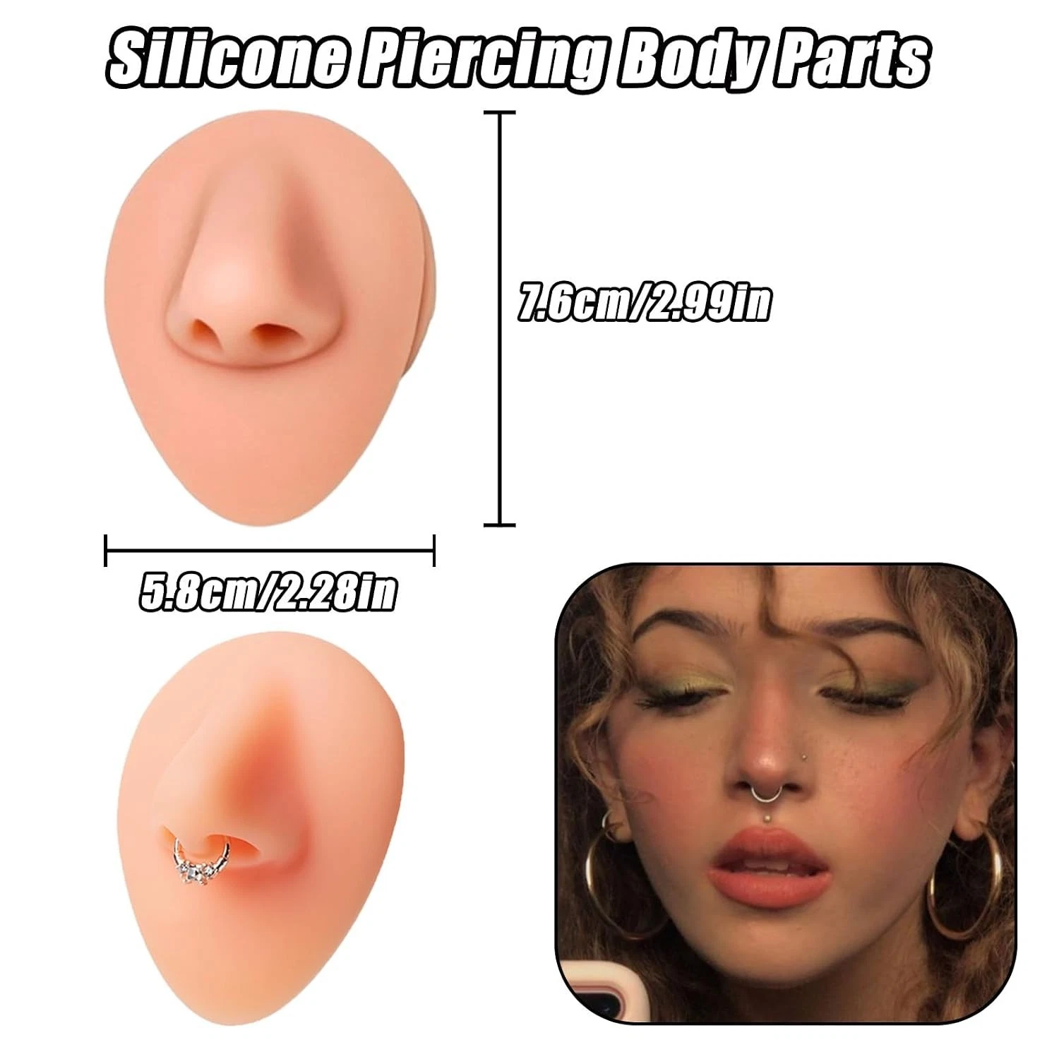 7Pcs Soft Silicone Piercing Body Parts with Display Stand | Realistic Ear, No... - product detail image 5