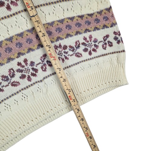 St Michael Womens Collared Sweater UK 12 Floral Fairisle Collared Knit Made in U - Picture 12 of 14