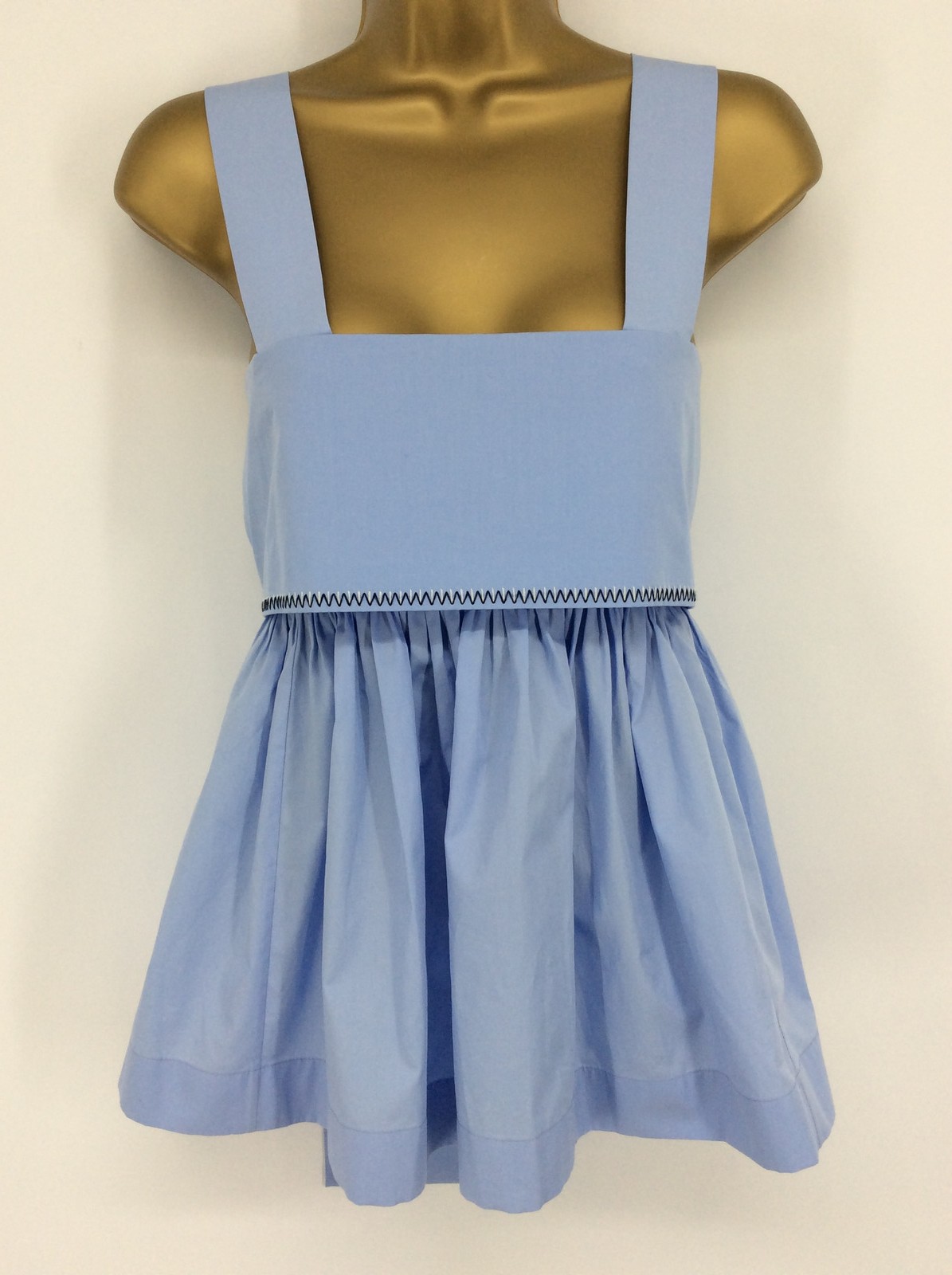 CHLOÉ CHLOE PEPLUM BOW TOP WOMENS POPLIN BLUE UK 6 RRP £660 AD