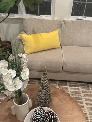 Devi Designs Yellow Cotton Velvet Pillow