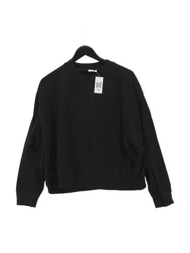 Weekday Women's Hoodie M Black Cotton with Polyester Pullover