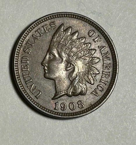1908 INDIAN HEAD CENT - BU UNC - With A TOUCH OF MINT LUSTER!