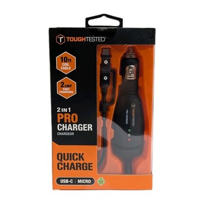 Tough Tested ''Quick Charge'' 2 in 1 Pro Charger USB-C/Micro (PCTT-MICRO) New