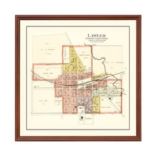 Old Map of Lawler, IA 1892 - Vintage Lawler Iowa Art