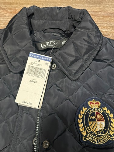 Ralph Lauren Gilet Donna X-Small Navy Crest Patch Diamante Trapuntato Bottoni - Foto 6 di 10