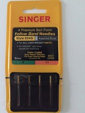 Singer 4x Yellow Band Sewing Machine Needles; Assorted Sizes (9,11), Style 2045