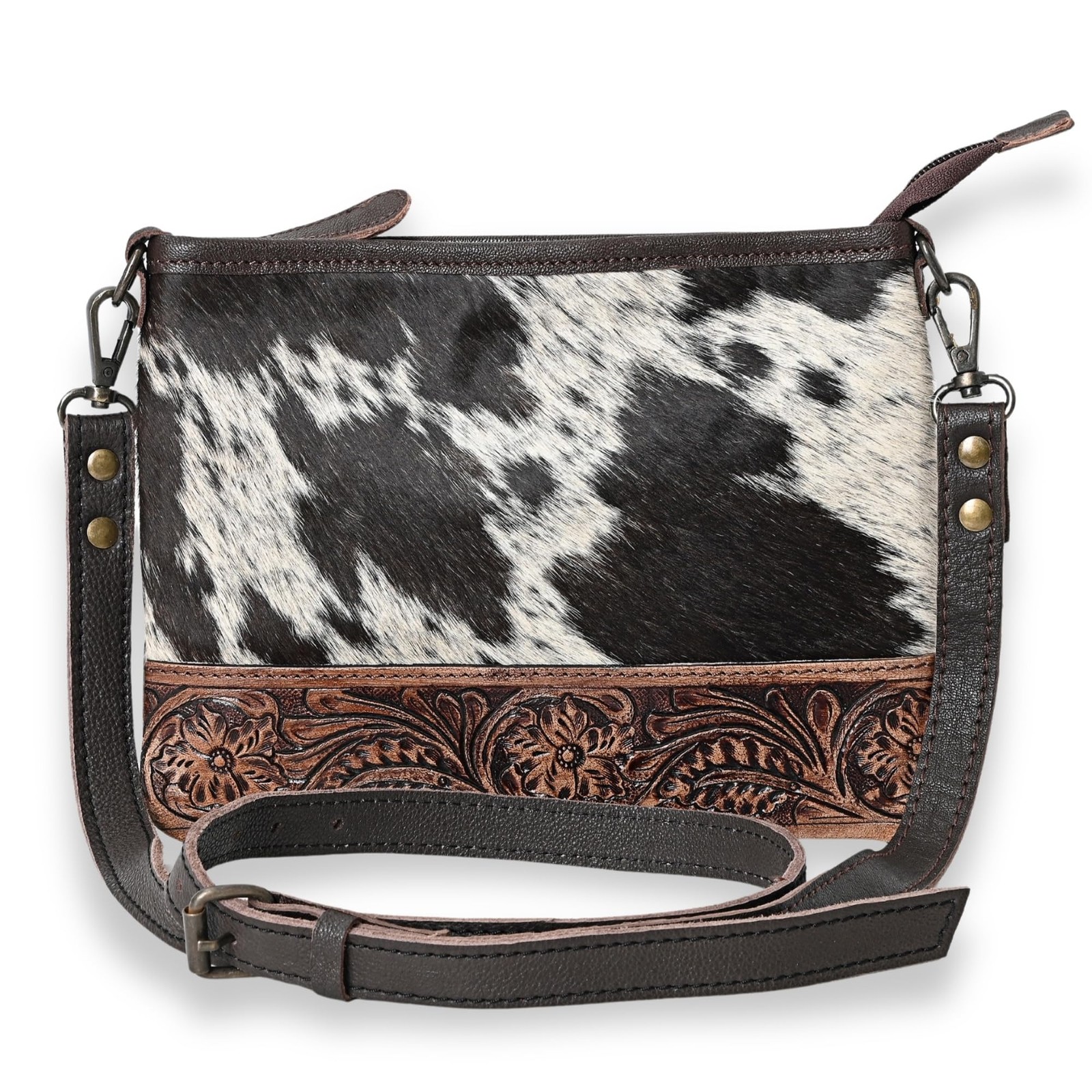 Western Cowhide Crossbody Bag for Women – Genuine Hair-On Leather Purse with ...