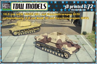 10.5 cm leFH (Sf.) auf Geschützwagen IIIIV - 3d printed Resin Kit - TDW 1:72