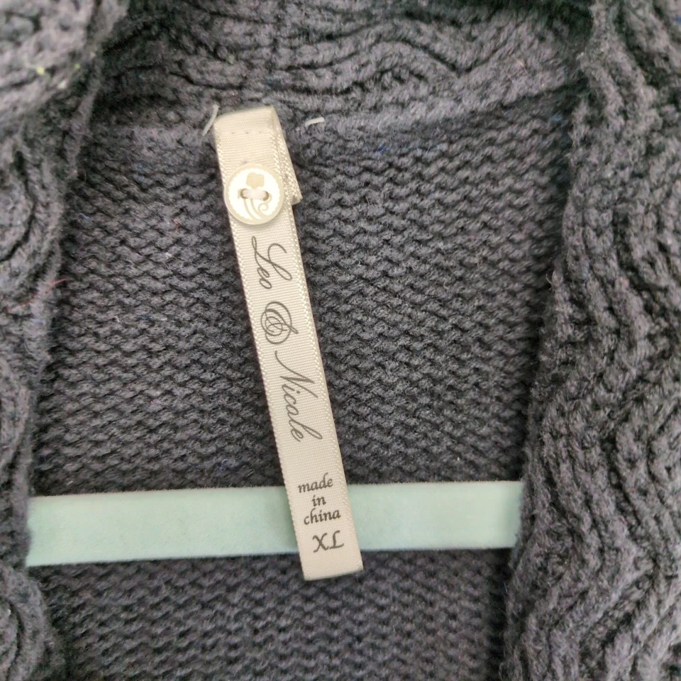 Suéter cárdigan largo abierto tejido negro XL de Leo & Nicole para mujer, Lagenlook Goth Foto 4 de 4