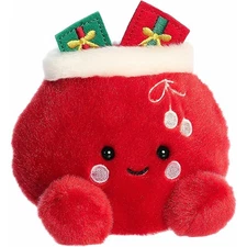 Aurora World Plush - Festive Palm Pals - VELVET SANTA BAG (5 inch) - Stuffed Toy