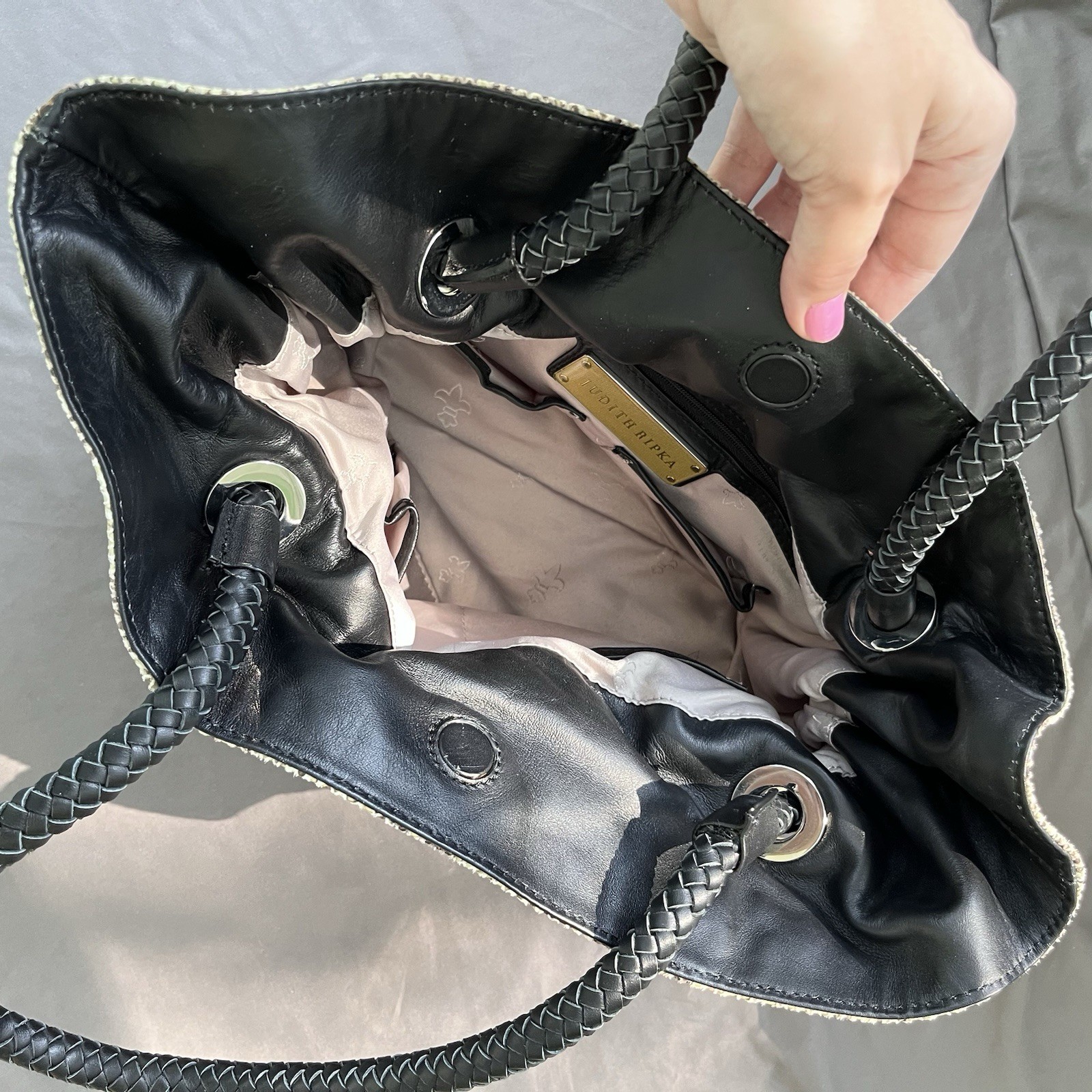 Judith Ripka PYTHON Embossed Leather MINT/SAGE GR… - image 14