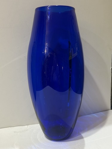 VINTAGE BLENKO ART GLASS COBALT BLUE WITH OUTER FIN VASE 15.25” TALL - Picture 4 of 7