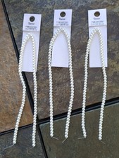 NEW DARICE 4mm Glass Pearl Strands, Lot Of 3, 12" White