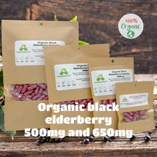 USDA Certified Organic Elderberry Sambucus nigra 500mg or 650mg Vegetarian