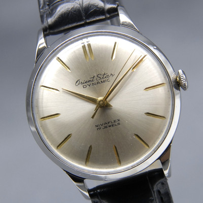 [N MINT] Vtg Orient Star Dynamic U14014 35mm Silver Nivaflex Manual Men's Watch