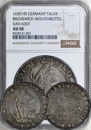 Germany - 1630 HS Brunswick-Wolfenbuttel Wildman 1 Taler / Thaler NGC AU-50