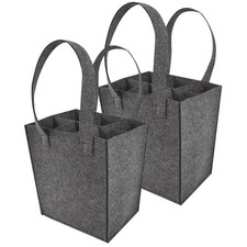 2 Pcs Portable Felt Wine Bag Divided Bottle Holder For Wine And Beer