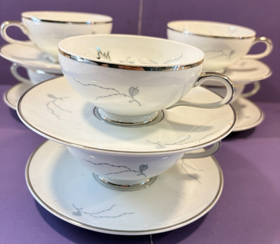 Eschenbach Bavaria Baronet Silver Arbor Set of Six (6) Cup & Saucer Sets