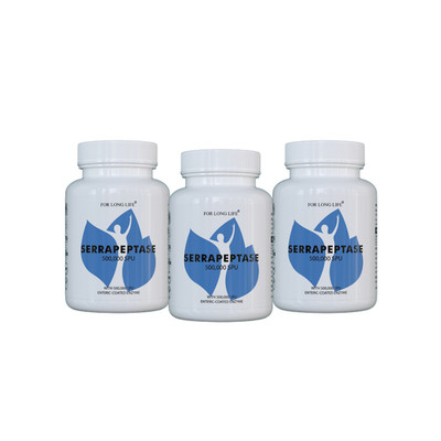 SERRAPEPTASE 500   Systemic Enzyme Supplement- ANTI INFLAMMATORY - Pack of 3
