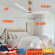 48in Modern Ceiling Fan+LED Light Remote Control Chandelier Light Light Fixture