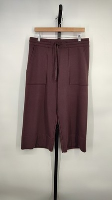 Quince Women Supersoft Fleece Cropped Wide Leg Pants Dried Fig L