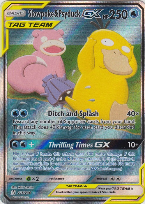 NM-Mint Slowpoke & Psyduck Tag Team GX - 218/236 - Full Art Ultra Rare Pokemon U