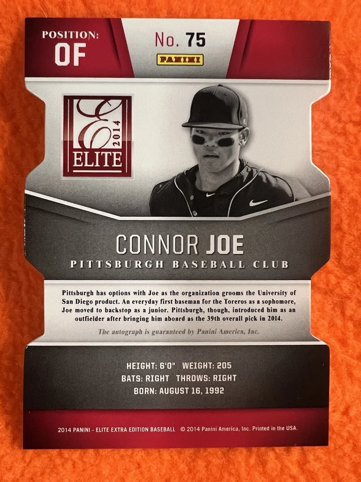 CONNOR JOE 2014 ELITE EXTRA EDITION PROSPECT STATUS DIE-CUT AUTO /75 PIRATES - Image 2 of 2