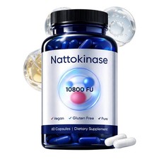 Nattokinase Supplement - 10800 FU 60 Capsules Per Serving 2 Bottle 