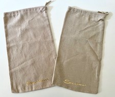 Set of 2 Santoni Drawstring Dust Bag Shoe Storage Flannel 14" x 7 3/4"