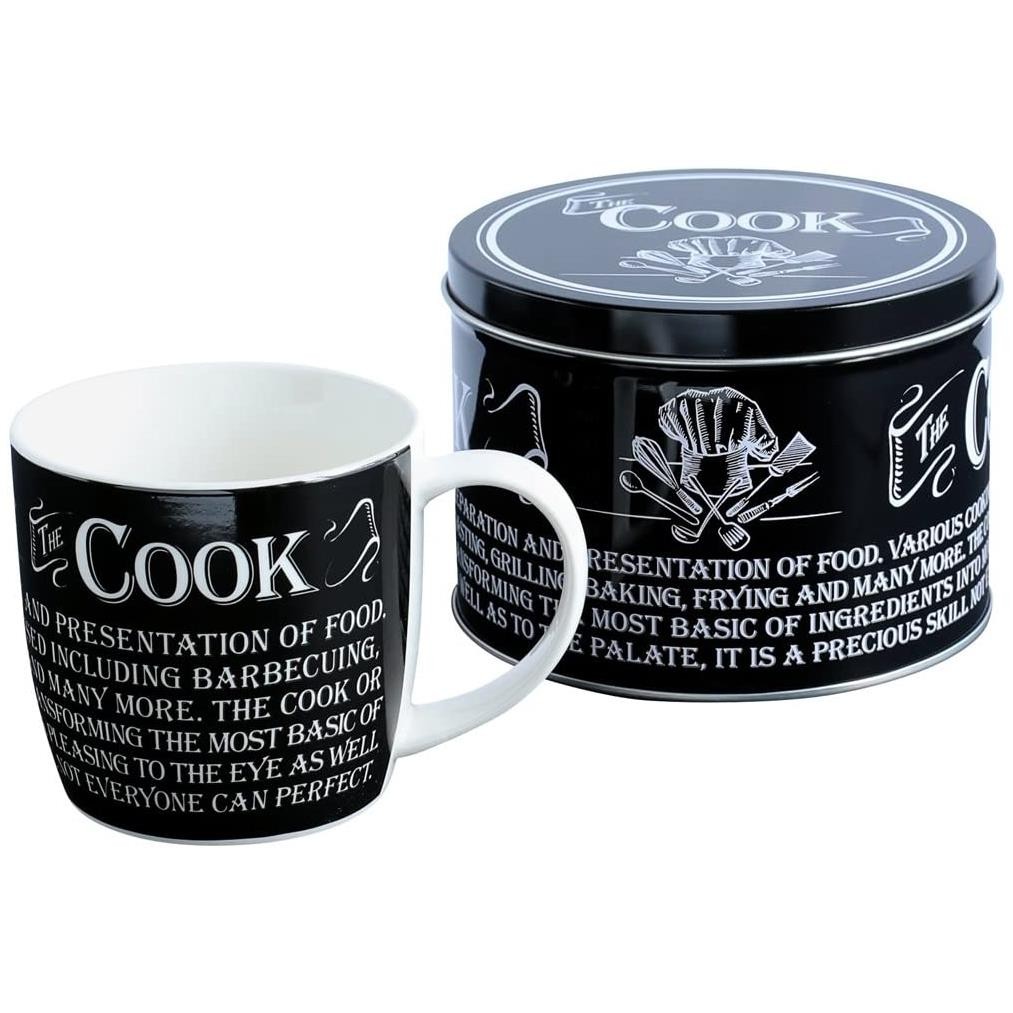 Tea Coffee Cup Black Mug In Tin Ceramic Dad Novelty Fathers Day Gift Cook 280ml