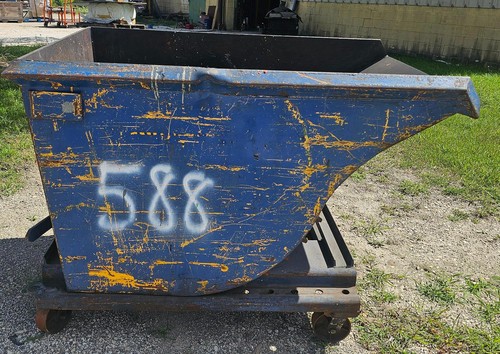 1 Cu. Yard Roura Style Portable Self Dumping Trash Hopper, Castor Mounted 
