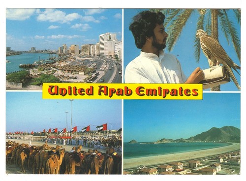 UAE Multi View Vintage Chrome Postcard c1980s Dubai Coastline - Picture 1 of 2