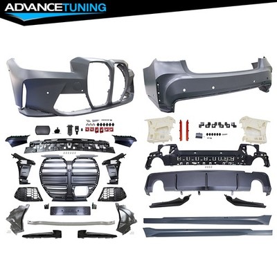 For 23-26 BMW G20 330i/330e M3 Style Front + Rear Bumper Conversion + Side Skirt