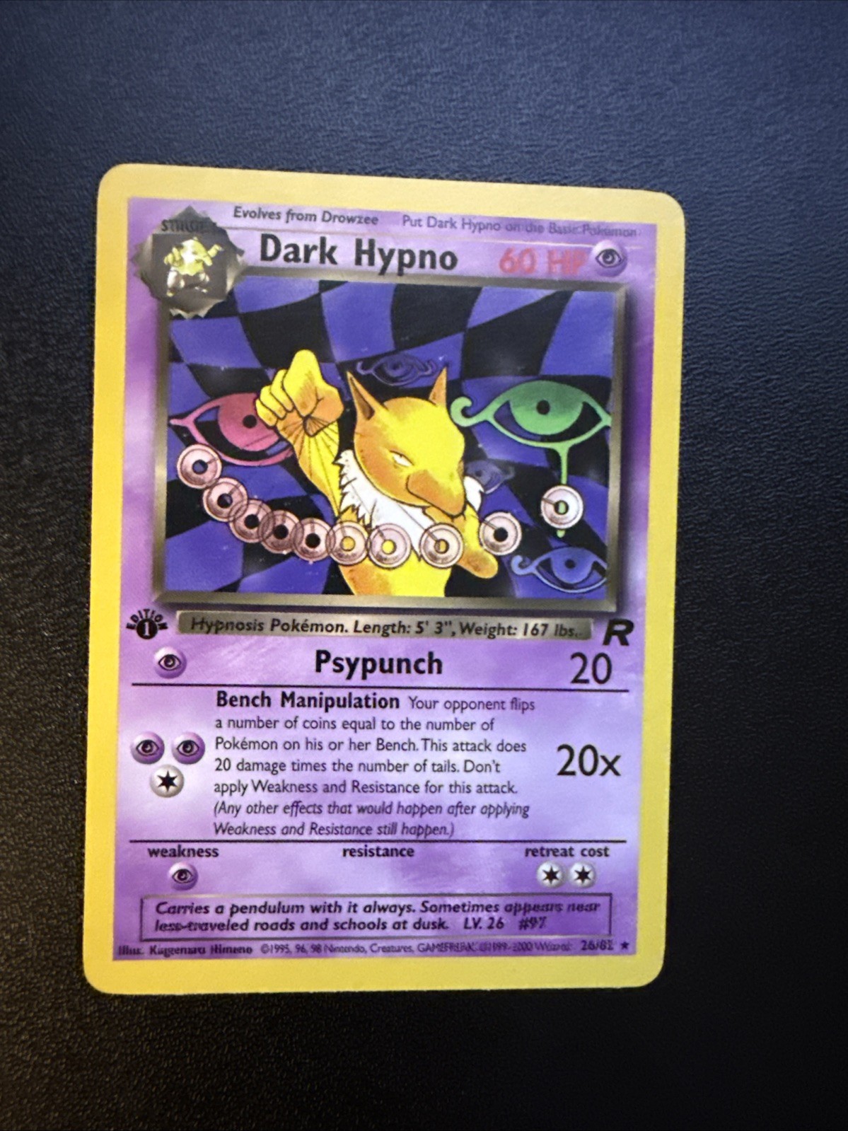 2000 Pokemon Team Rocket Dark Hypno 1st Edition Non-Holo Rare 9/82 Pokemon Card