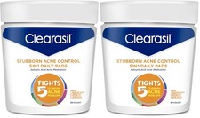 Clearasil Stubborn Acne Control 5in1 Daily Facial 90 Count Pack of 2 , Multi