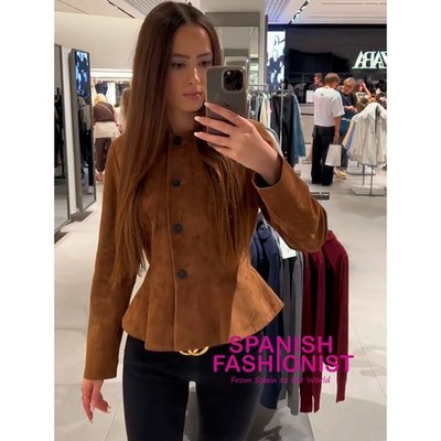ZARA WOMAN NWT FW25 100% LEATHER JACKET BROWN 6318/232/776