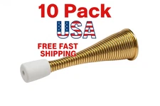 10-Pack Brass Spring Door Stops Heavy-Duty 4" Stainless Steel USA Wall Protector