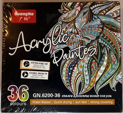 36 Color Water Based Acrylic Paint Pens Double Ended w/ extra fine & brush tips 