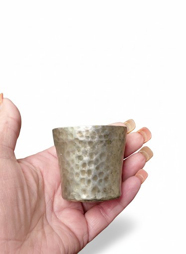 Japanese Hammered Metal Drinking Cup, Silver Color