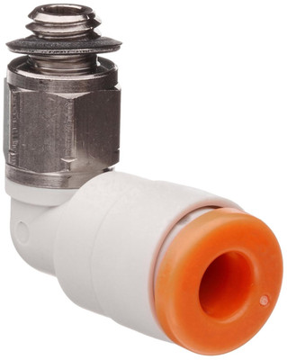 KQ2L07-32N PBT & Nickel Plated Brass Push-To-Connect Tube Fitting, 90 Degree Elb