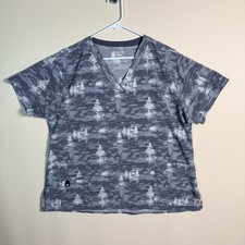 Carhartt Modern Fit V-Neck Scrub Top Gray Graphic Camo Camoflauge Women's 2XL