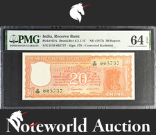 India Reserve Bank 20 Rupees ND (1972) P 61A UNC PMG 64 EPQ
