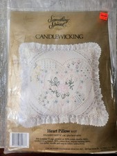 Vtg. 1983 "Something Special" Candlewicking Heart Pillow Kit Unopened 14"x14"