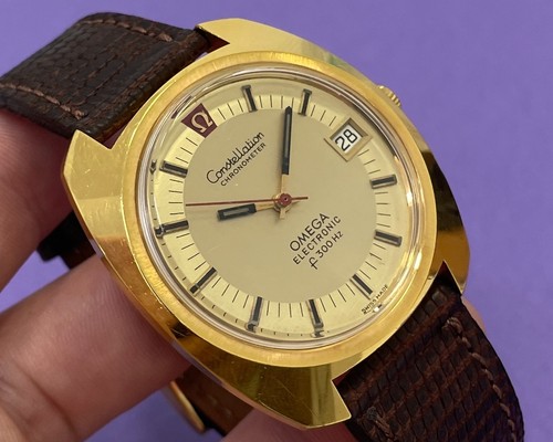 OMEGA CONSTELLATION CHRONOMETER ELECTRONIC F300HZ 198.002 GOLDPLATED 38MM WATCH