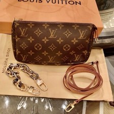 Louis Vuitton Monogram Shoulder Bag Chain  Leather Strap Zip Dust Bag
