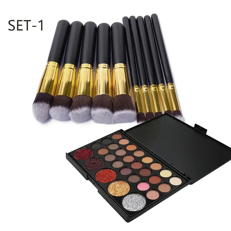 29 Colors Glitter Eye Shadow Palette Minerals Eyeshadow Pallete+10Pcs/Sets Brush - Image 3 of 4