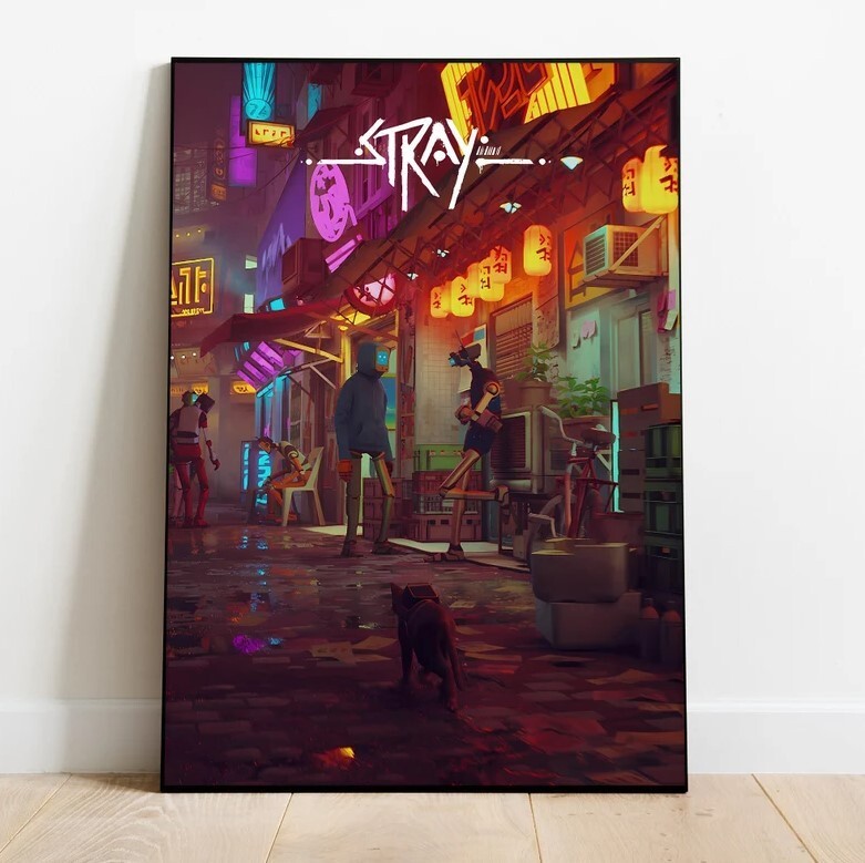 Stray Poster, Wall Art & Home Decor, Adventure Indie Video Game Poster Gift