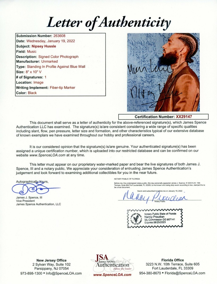 NIPSEY HUSSLE Authentic Hand-Signed 