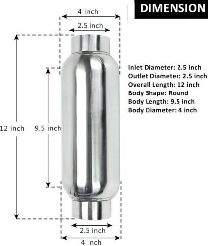 2.5" OD/ID x 12" Exhaust Muffler Resonators Deep Sound For Honda Civic 1.5L 2.0L - Picture 5 of 11
